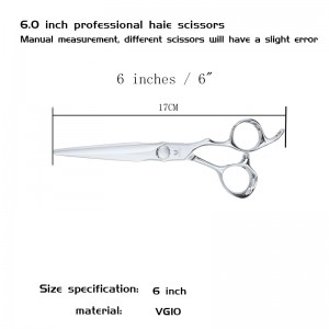 6 inch Japanese steel VG10 professional hair scissors flat cut